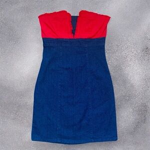 Shasa Jeans Denim Mini Dress Strapless Y2K